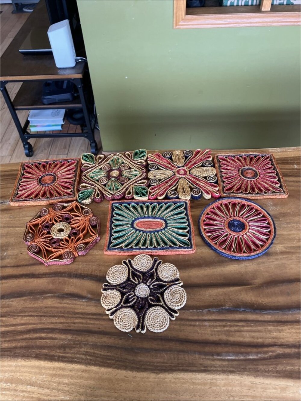 Vintage Rattan Trivet Woven Straw Decorative Hot Pad Lot